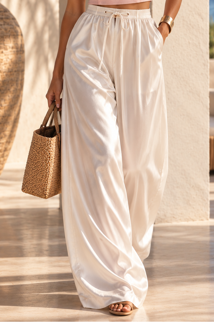 Calça Cetim bolsos
